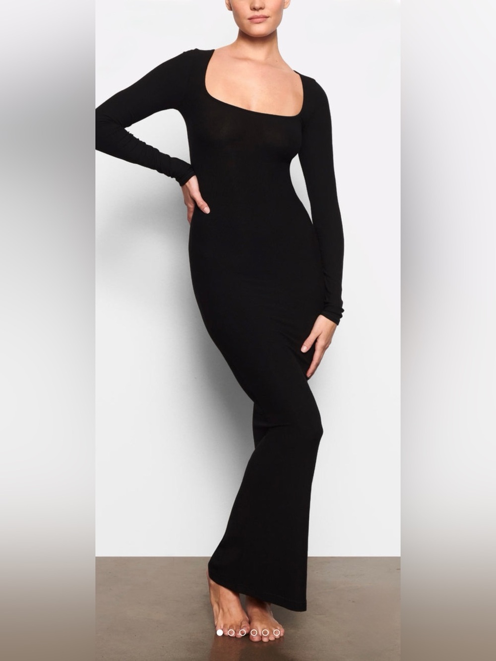 SKIMS Soft Lounge Long Sleeve Black Dress NWT